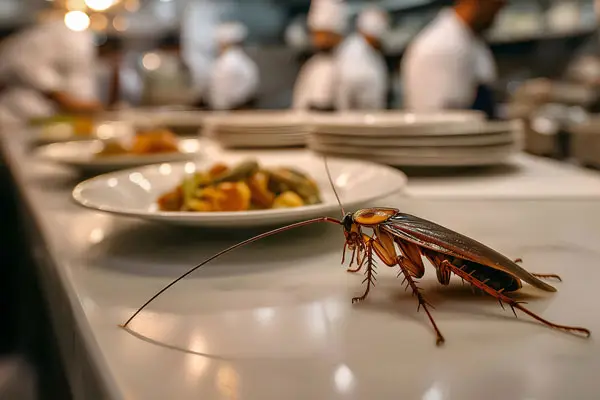 Cockroach in kitchen before cockroach control in Charlotte, NC by Cardinal Environmental Solutions